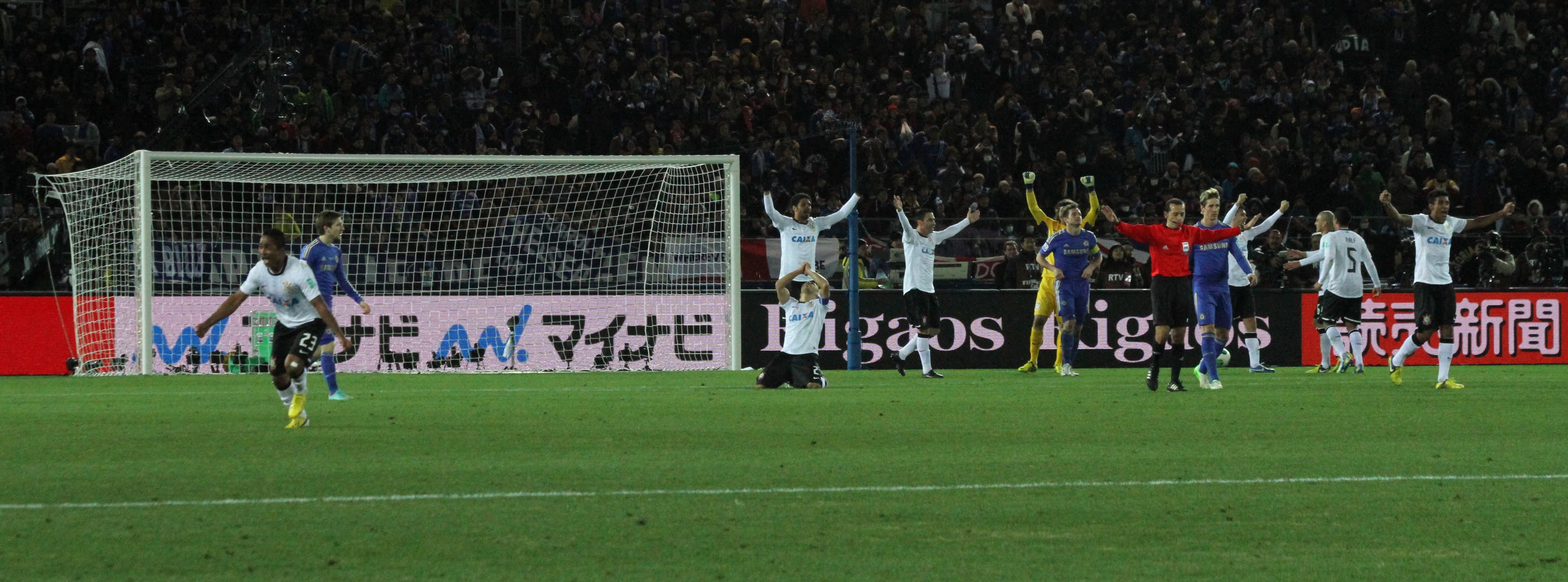 Corinthians players erupt at the final whistle of the 2012 FIFA Club World Cup.